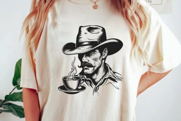 Authentic Western Charm: The Vintage Cowboy Coffee Lover Graphic