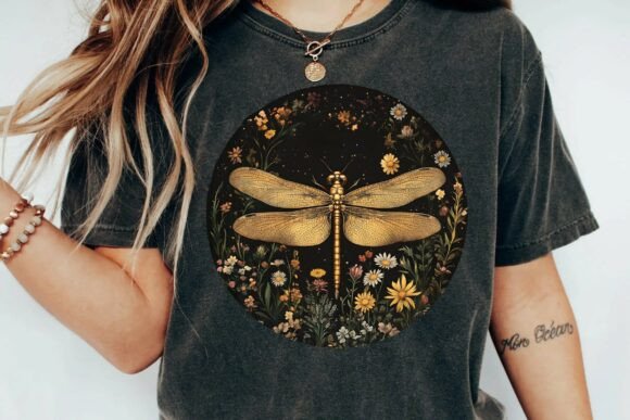 Elevate Your Designs with Vintage Gold Dragonfly PNG