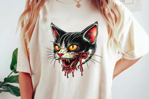 Evil Zombie Cat Tattoo Art Horror Graphic Gothic Monster Tuxedo Cat Halloween Clipart Png