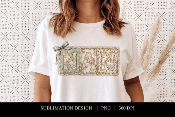 Floral Nan Patchwork Sublimation Graphic: Vintage Charm for Modern Projects
