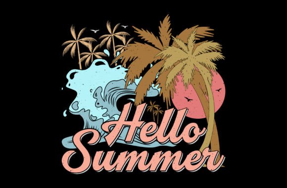 Hello Summer Surfing Sublimation Graphic: Capture the Beach Vibe