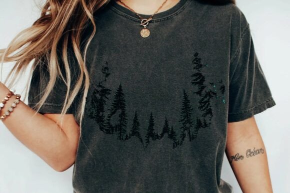 Moody Dark Pine Forest Silhouette: A Wilderness Graphic for Modern Projects