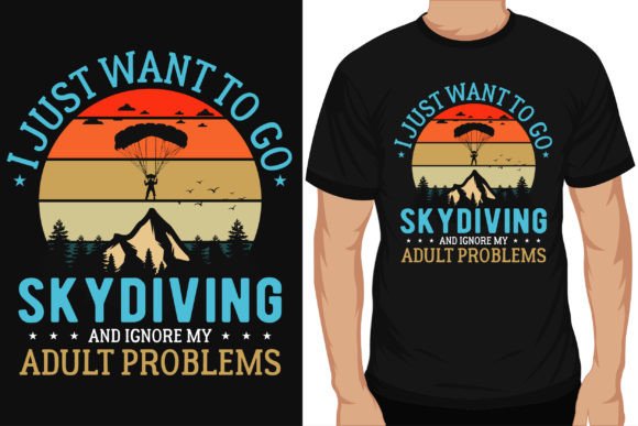 Skydiving Graphic Vintages Tshirt Design: A Premium Asset for Creators