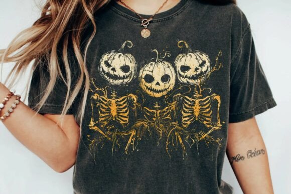 Unleash Vintage Spooky Charm: The Pumpkin Skeleton Trio