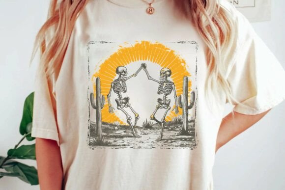 Western Boho Art: Vintage Skeletons & Saguaro Design